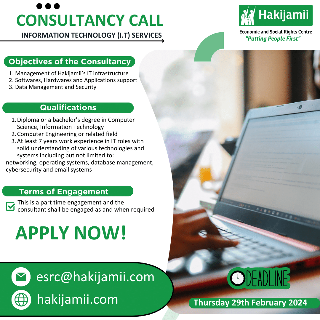 CONSULTANCY CALL FOR INFORMATION TECHNOLOGY (I.T) SERVICES